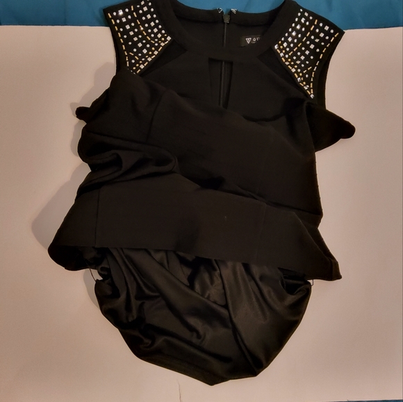 Guess Stretch Solid Black Sleeveless Sheath Bodycon Keyhole Dress Size 8 - Picture 7 of 10